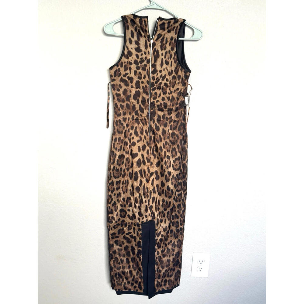 Dolce & Gabbana Black Sheath Dress 42 Midi Sleeveless Satin Panel Leopard Lining - Picture 10 of 15